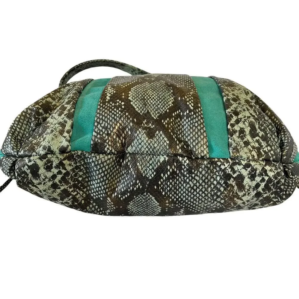 Aimee Kestenberg Tuscany Cobra Print Pebble Leather and Suede Hobo Shoulder Bag